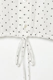 Tie-Waist Button-Front Long Sleeve Blouse