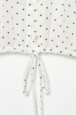 Tie-Waist Button-Front Long Sleeve Blouse