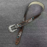 Feather Embossed Buckle Belt
