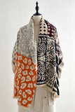 Mixed Print Patchwork Fringe Wrap Scarf