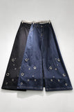 Metal Eyelet Wide-Leg Baggy Jeans