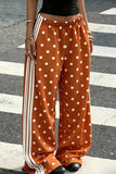 Polka Dot Side Stripe Wide-Leg Casual Pants