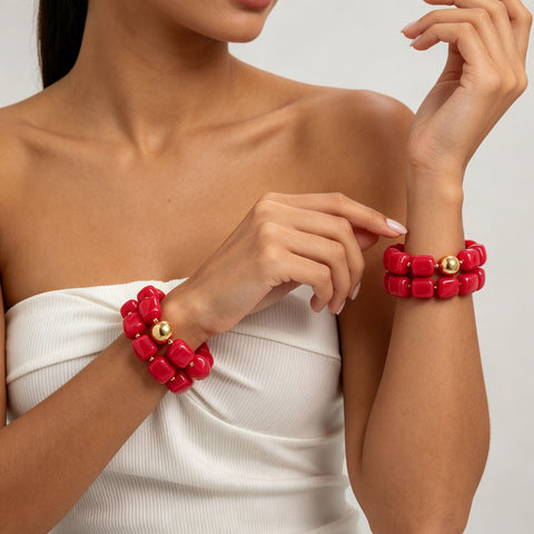 Chunky Beaded Stretch Bracelet