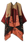 Geometric Print Open Front Knit Poncho