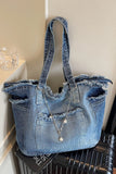Distressed Patch Pocket Oversized Tote