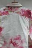 Floral Print Button-Front Denim Jacket