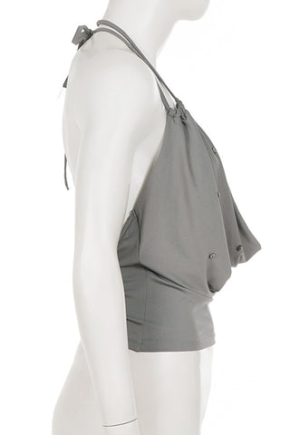 Draped Halter Neck Tank Top