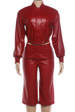 Puff Sleeve Mock Neck High-Waist Short Set