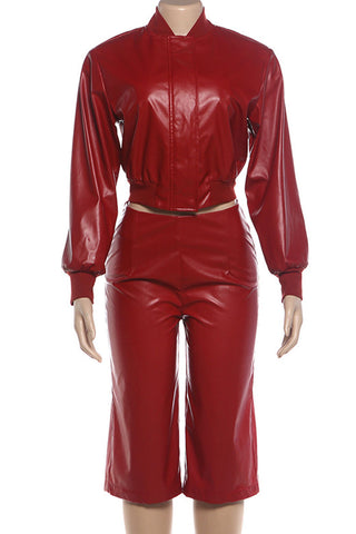 Puff Sleeve Mock Neck High-Waist Short Set