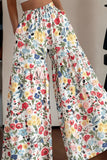 Floral Print Tiered Wide-Leg Pants