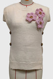 3D Floral Button-Side Sweater Vest