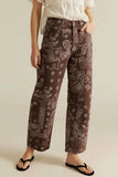 Paisley Print Wide Leg Casual Pants