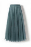 Sheer Tulle High-Waist A-Line Midi Skirt