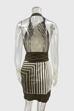 Halter Neck Stripe Open Back Dress
