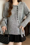 Button-Front Tie-Waist Knit Cardigan