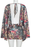 Animal Print Bell Sleeve Mini Casual Dress