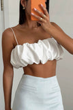 Ruffled Strap Crop Tank