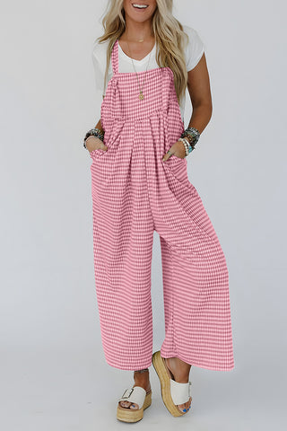 Gingham Wide-Leg Overalls
