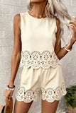 Sleeveless Eyelet Short Set
