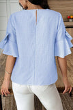 Ruffle-Sleeve Gingham Tee