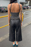 Drawstring Wide-Leg Cropped Pants