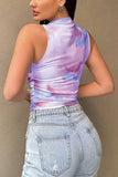 Tie-Dye Mock Neck Sleeveless Tank