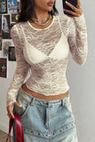 Sheer Lace Long Sleeve Crop Top