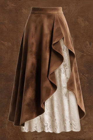 Asymmetrical Ruffle Hem Midi Skirt