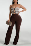 Strapless Jumpsuit with Geometric Design