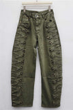Side Button Detail Wide-Leg Pants