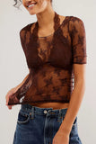 Sheer Floral Lace Fitted Top