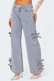 Side Tie Cargo Baggy Jeans