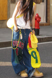 Graphic Patchwork Denim Pants