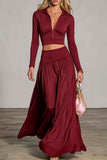 Zip-Front Crop Top and Maxi Skirt Set