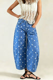 Polka Dot High-Waist Barrel Jeans
