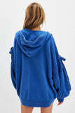 Tie-Sleeve Puff Zip-Up Hoodie