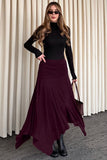 Ruched High-Waist Asymmetrical Midi Skirt