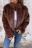 Faux Fur Zip-Front Collared Coat