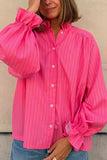 Striped Ruffle Cuff Button-Front Shirt