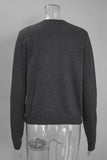 Ribbed Crew Neck Button-Front Cardigan