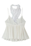 Lace Halter Backless Peplum Blouse