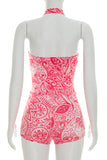 Snake Print Halter Bodycon Mini Short Set