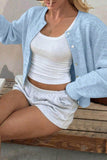 Button-Front Ribbed Knit Cardigan