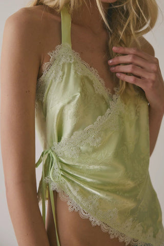 Lace Halter Tie-Front Tank