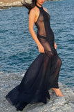 Ruched Halter Neck Evening Dress