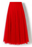 Sheer Tulle High-Waist A-Line Midi Skirt