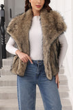 Faux Fur Sleeveless Open Front Vest