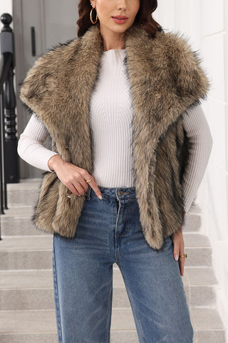 Faux Fur Sleeveless Open Front Vest
