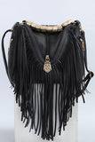 Fringed Crossbody Bag with Metal Studs