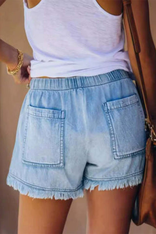 Star and Stripe Pocket Denim Shorts